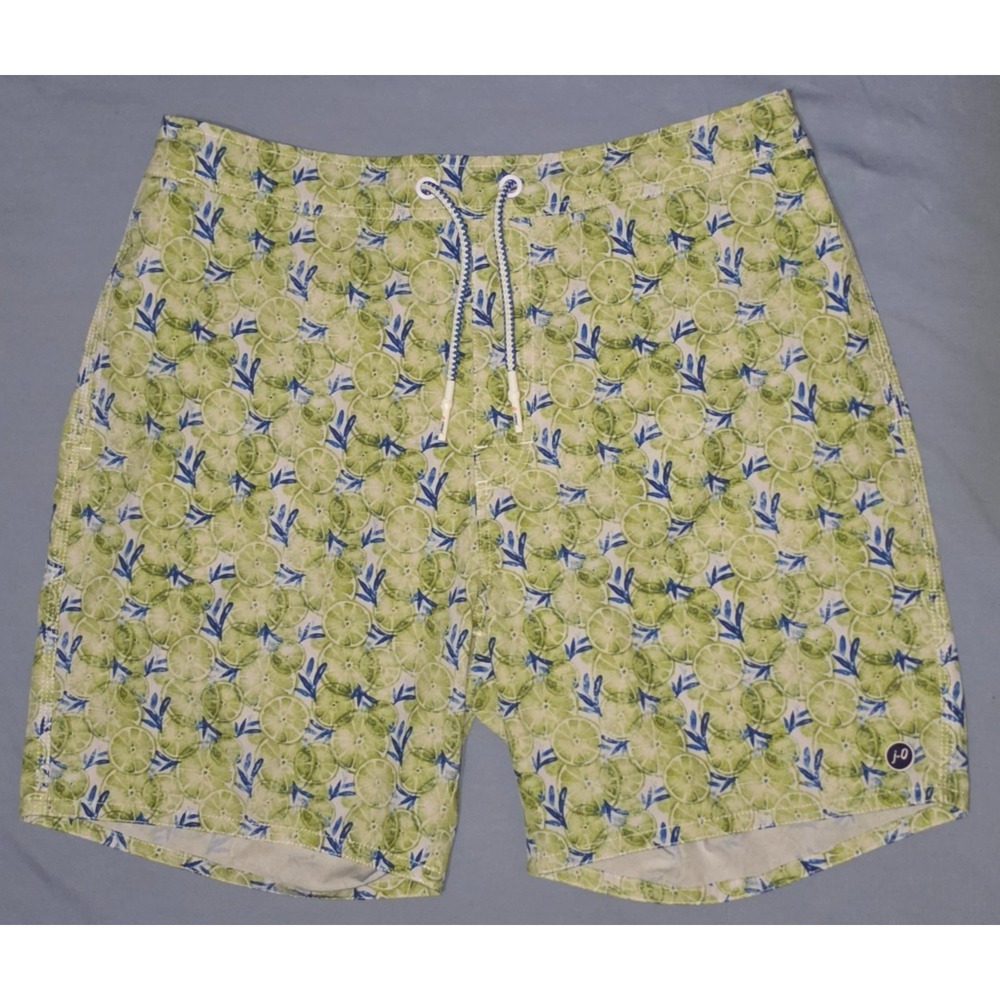 Johnnie-O Mens Swim Trunks Shorts Half Elastic Citrus Lemon Print XL
